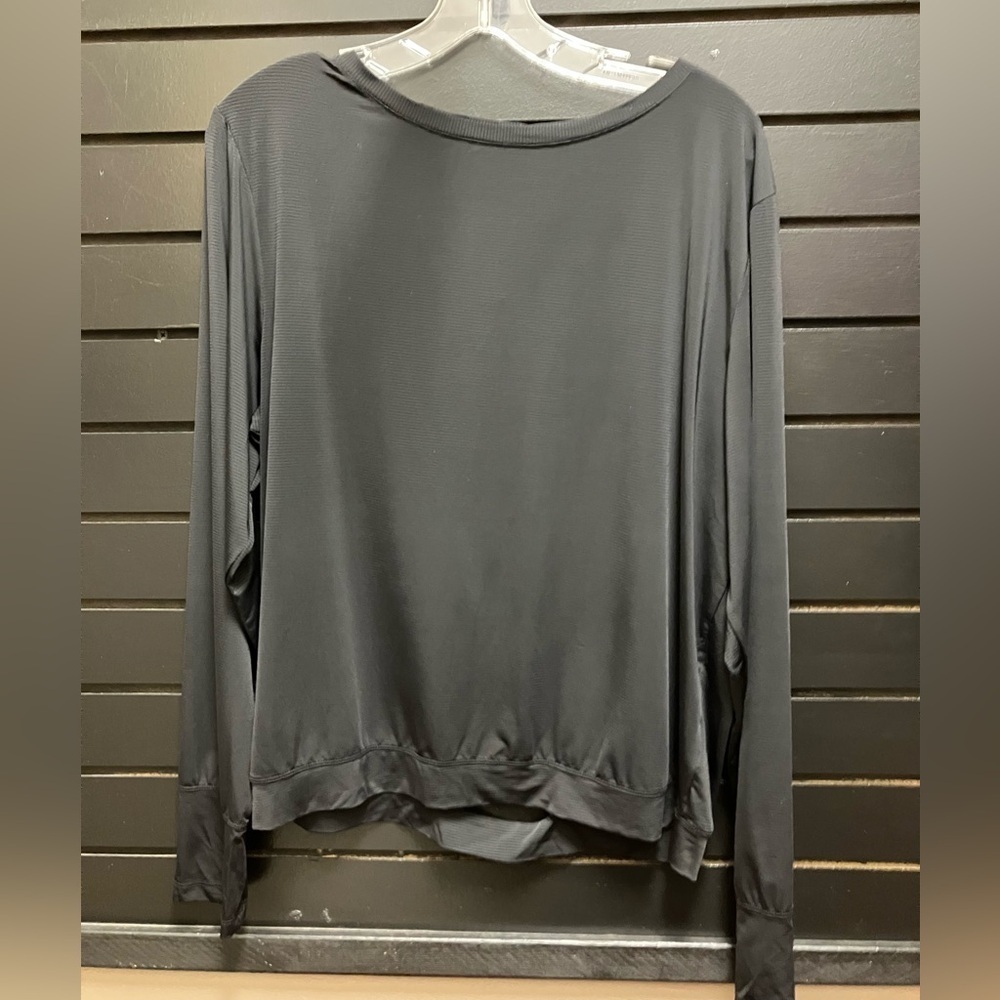 Zyia Active Black Open Back Mesh Long Sleeve Workout Top XL